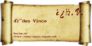 Édes Vince névjegykártya
